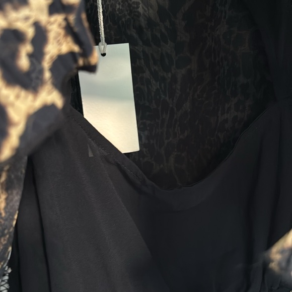 NWT Melloday Animal Print Tiered Mock Neck Pleated Ruffle Dress - Picture 10 of 10